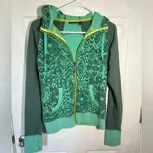 Marmot hooded sweatshirt jacket. Women’s Medium. Full zip. Teal and grey/green.